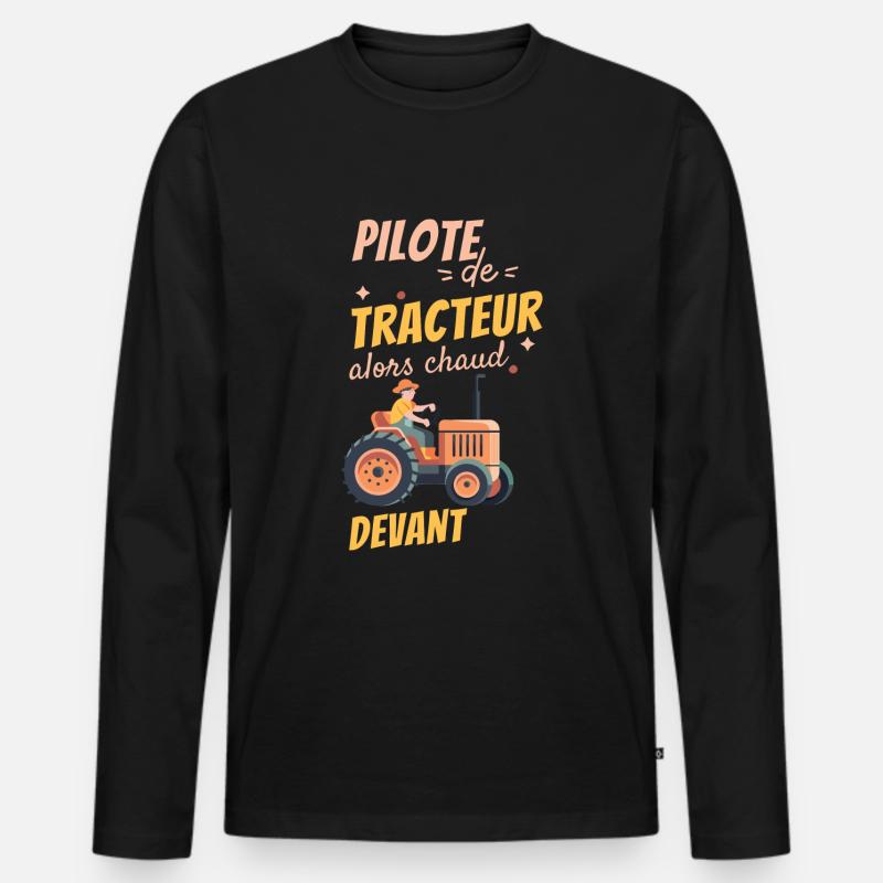 Traktorist - Männer Premium Bio Langarmshirt - Schwarz