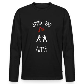 Ich kann nicht, ich habe Kampf - Männer Premium Bio Langarmshirt - Schwarz - Vorne - Nico (187cm)