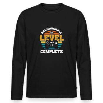 Grundschule Level Complete Gamer Junge - Männer Premium Bio Langarmshirt - Schwarz - Vorne - Nico (187cm)