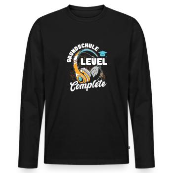 Grundschule Level Complete Gamer Junge - Männer Premium Bio Langarmshirt - Schwarz - Vorne - Nico (187cm)