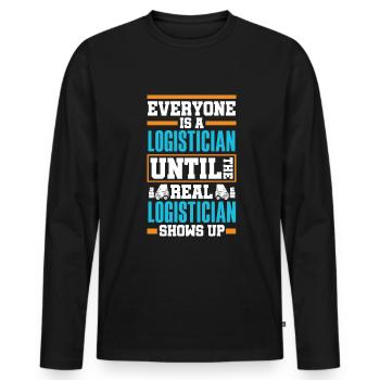 Logistics Logistician Until Real Logistician - Men's Premium Organic Long Sleeve Shirt - black - Front - Nico (187cm)