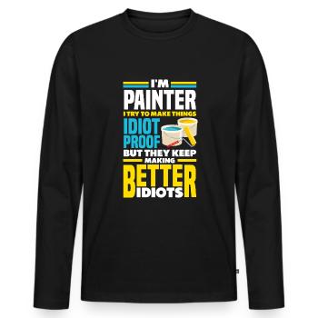 Peintre Peinture Drôle Citation - T-shirt manches longues Premium bio Homme - noir - Devant - Nico (187cm)