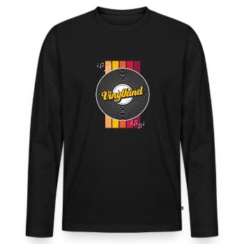 90er 80er Jahre Mottoparty Vinylkind Schallplatte - Männer Premium Bio Langarmshirt - Schwarz - Vorne - Nico (187cm)