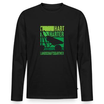 Hart Härter Landschaftsgärtner Outfit - Männer Premium Bio Langarmshirt - Schwarz - Vorne - Nico (187cm)