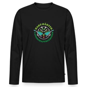 Hart Härter Landschaftsgärtner Outfit - Männer Premium Bio Langarmshirt - Schwarz - Vorne - Nico (187cm)