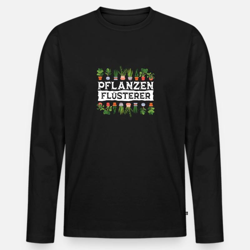 Planzenflüsterer Garten Gärtner Outfit - Männer Premium Bio Langarmshirt - Schwarz