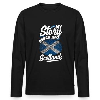 Schottisches Schottland Schottische Flagge Zitat - Männer Premium Bio Langarmshirt - Schwarz - Vorne - Nico (187cm)