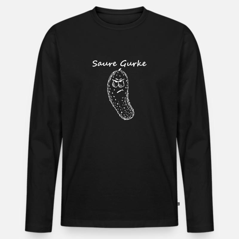 Saure Gurke - Männer Premium Bio Langarmshirt - Schwarz