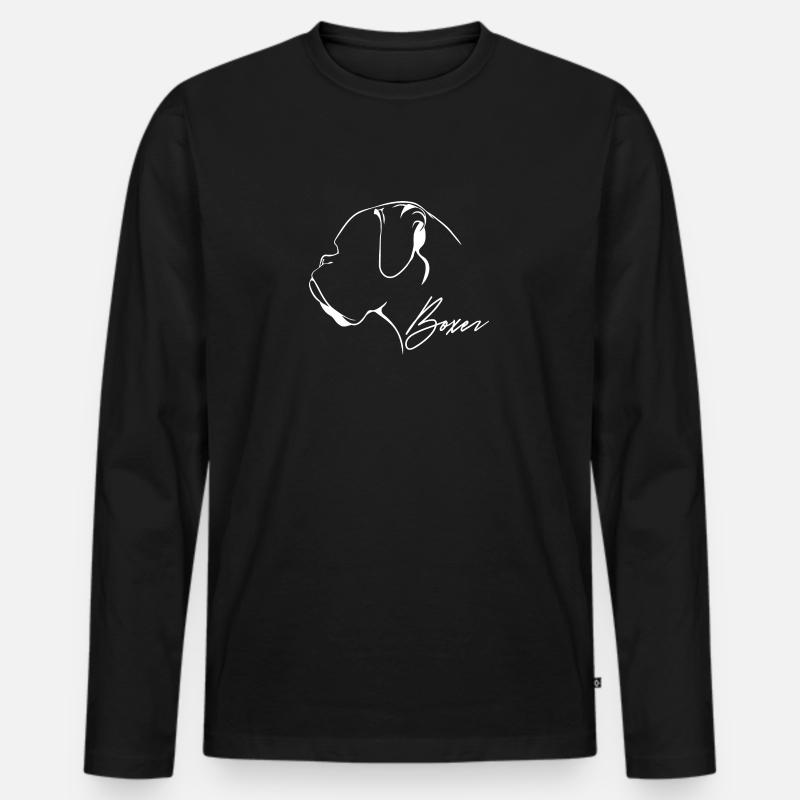 Deutscher BOXER Profil Hunde WILSIGNS Hund IGP - Männer Premium Bio Langarmshirt - Schwarz