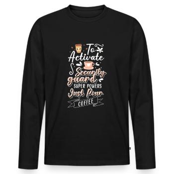 Sécurité travail de videur de sécurité - T-shirt manches longues Premium bio Homme - noir - Devant - Nico (187cm)