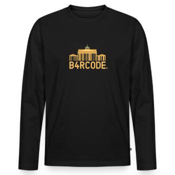 B4RCODE. Berlin - T-shirt manches longues Premium bio Homme - noir - Devant - Nico (187cm)