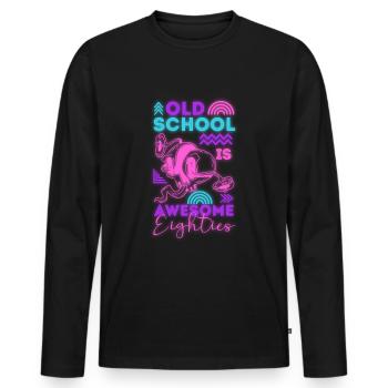 80s Disco Neon Party - Men's Premium Organic Long Sleeve Shirt - black - Front - Nico (187cm)