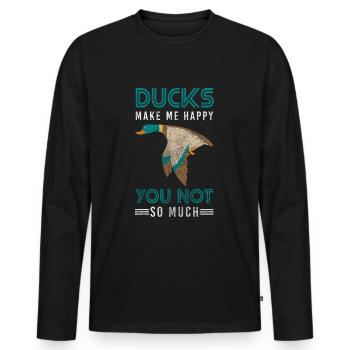 Caneton en caoutchouc Canard Bec Bain - T-shirt manches longues Premium bio Homme - noir - Devant - Nico (187cm)