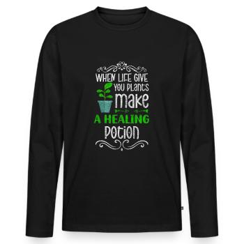 Healing potion nature naturopath diseases - Men's Premium Organic Long Sleeve Shirt - black - Front - Nico (187cm)