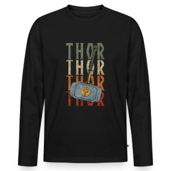 Odin Asgard Celts - Men's Premium Organic Long Sleeve Shirt - black - Front - Nico (187cm)