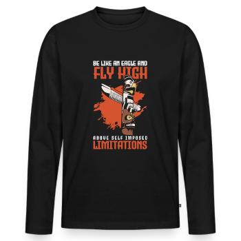 Indianer Ritual Feder Häuptling - Männer Premium Bio Langarmshirt - Schwarz - Vorne - Nico (187cm)