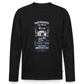 Photographer Photography Photo Shoot - Men's Premium Organic Long Sleeve Shirt - black - Front - Nico (187cm)