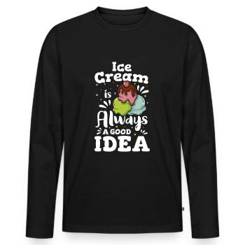 Eis Eisdiele Naschen Eistüte - Männer Premium Bio Langarmshirt - Schwarz - Vorne - Nico (187cm)