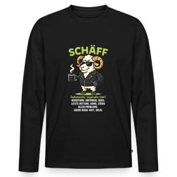 Schaf Spruch Schäff Lustig Geschenkidee Schafe - Männer Premium Bio Langarmshirt - Schwarz - Vorne - Nico (187cm)