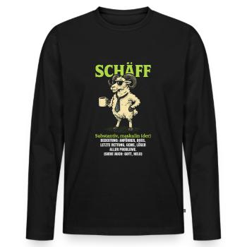 Schaf Spruch Schäff Lustig Geschenkidee Schafe - Männer Premium Bio Langarmshirt - Schwarz - Vorne - Nico (187cm)