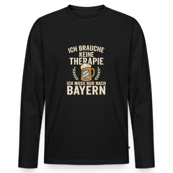 Ich brauche keine Therapie - Männer Premium Bio Langarmshirt - Schwarz - Vorne - Nico (187cm)