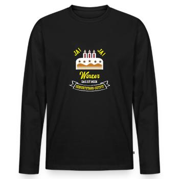 Winzer Geburtstag Geburtstagsgeschenk Weinbauer - Männer Premium Bio Langarmshirt - Schwarz - Vorne - Nico (187cm)
