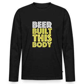 Beer built this body | BBQ, Party - Men's Premium Organic Long Sleeve Shirt - black - Front - Nico (187cm)