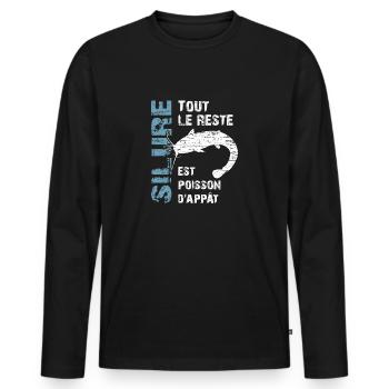 Pêche au silure Tout le reste est poisson d'appât - T-shirt manches longues Premium bio Homme - noir - Devant - Nico (187cm)