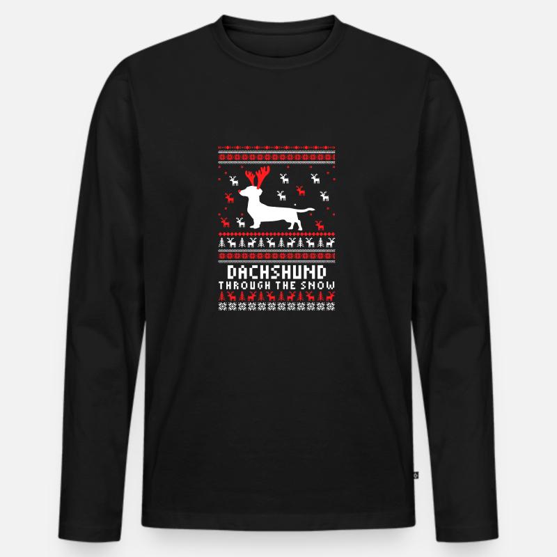 Dackel-Weihnachtshemd - Männer Premium Bio Langarmshirt - Schwarz