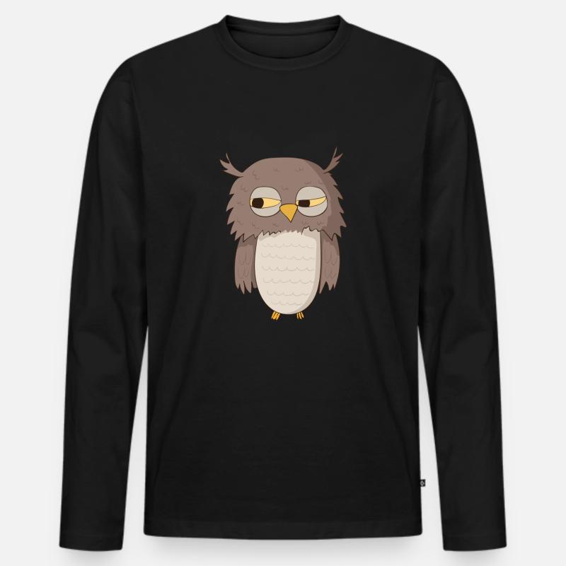 Kauz Eule - Männer Premium Bio Langarmshirt - Schwarz