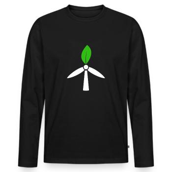 Energie éolienne, environnement, énergie nucléaire non merci - T-shirt manches longues Premium bio Homme - noir - Devant - Nico (187cm)