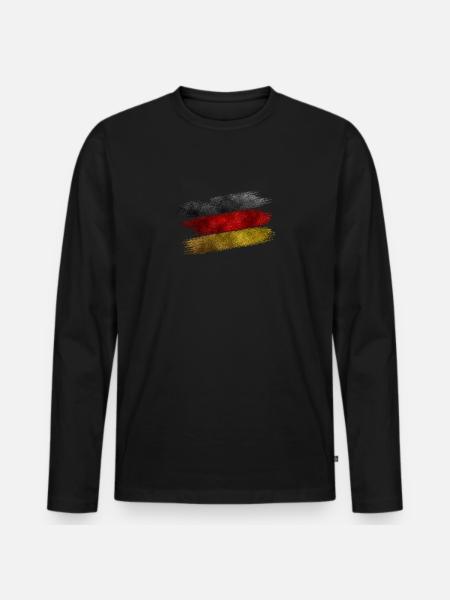GERMANY FLAG GLITTER - Men's Premium Organic Long Sleeve Shirt - black
