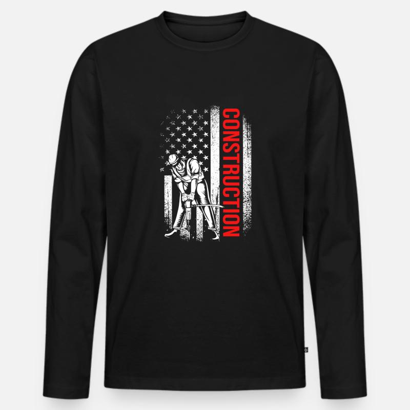 Bauarbeiter Baustelle - Männer Premium Bio Langarmshirt - Schwarz