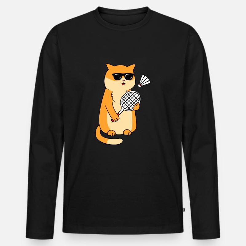 Badminton - Männer Premium Bio Langarmshirt - Schwarz