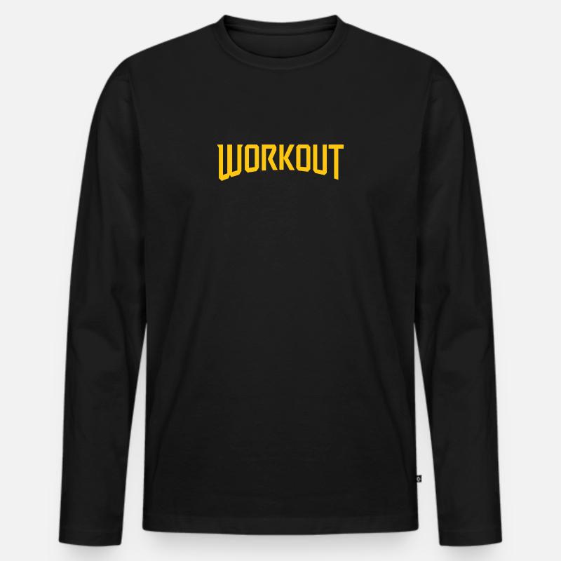 Retro Yellow Blocks Workout - Männer Premium Bio Langarmshirt - Schwarz