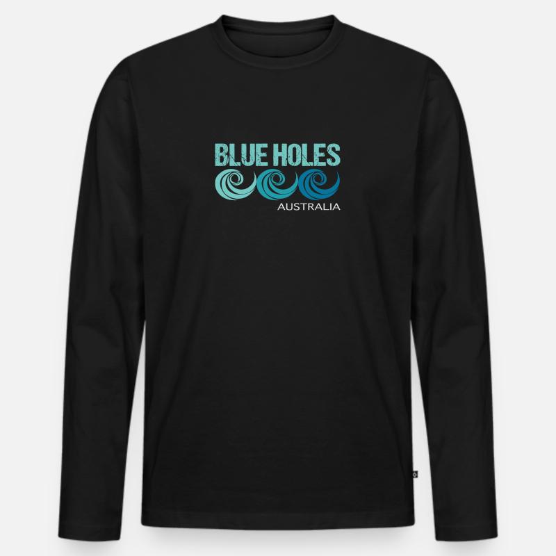 BLUE HOLES AUSTRALIA - Männer Premium Bio Langarmshirt - Schwarz