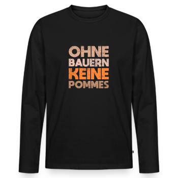 Ohne Bauern, Keine Pommes - Männer Premium Bio Langarmshirt - Schwarz - Vorne - Nico (187cm)