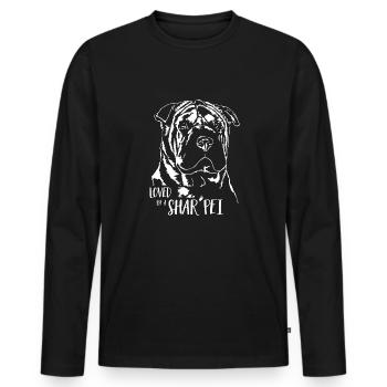 Aimé par un chien chien Shar Pei Dogs Dicton - T-shirt manches longues Premium bio Homme - noir - Devant - Nico (187cm)