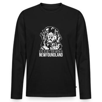 Newfoundland life is better dog Wilsigns - Men's Premium Organic Long Sleeve Shirt - black - Front - Nico (187cm)