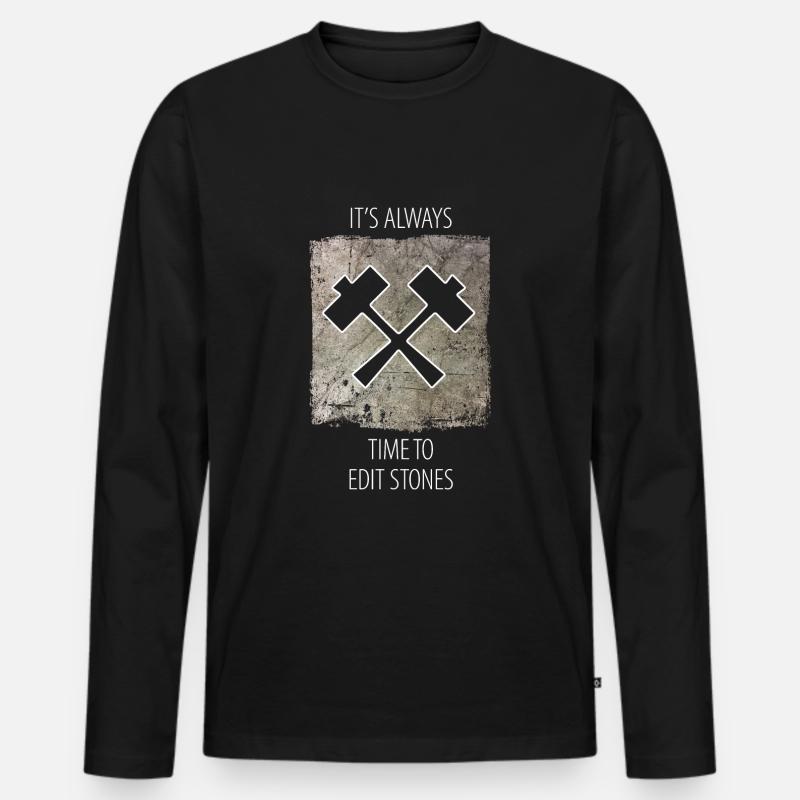 Steinmetz Steinbildhauer Spruch - Männer Premium Bio Langarmshirt - Schwarz