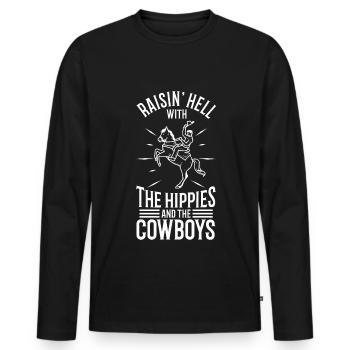 Raisin' Hell With The Hippies And The Cowboys - Männer Premium Bio Langarmshirt - Schwarz - Vorne - Nico (187cm)