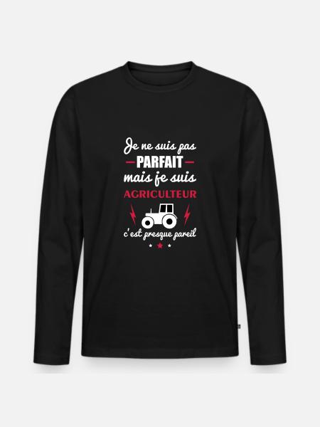 pas parfait agriculteur - T-shirt manches longues Premium bio Homme - noir