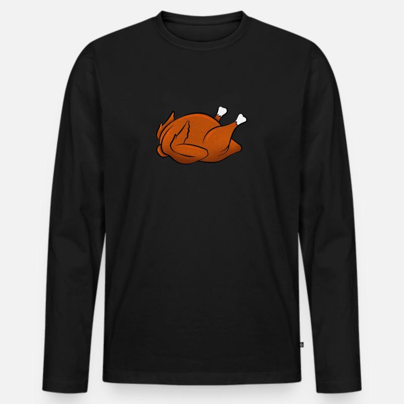 Grillhähnchen - Männer Premium Bio Langarmshirt - Schwarz
