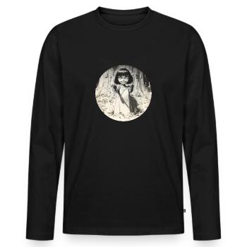 Girl with gun in the dark forest - Men's Premium Organic Long Sleeve Shirt - black - Front - Nico (187cm)