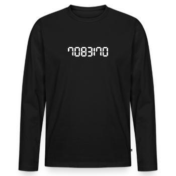 fool - Men's Premium Organic Long Sleeve Shirt - black - Front - Nico (187cm)