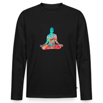 Yoga and Pilates in PopArt - Men's Premium Organic Long Sleeve Shirt - black - Front - Nico (187cm)