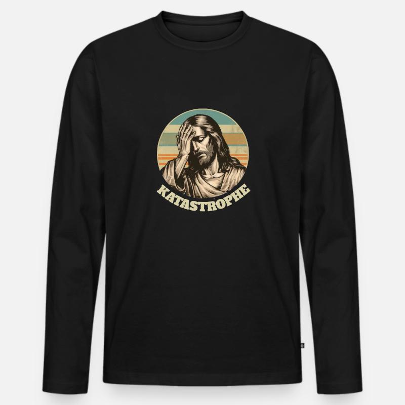 Jesus Katastrophe Ostern Geschenk - Männer Premium Bio Langarmshirt - Schwarz