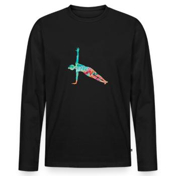 Yoga and Pilates in PopArt - Men's Premium Organic Long Sleeve Shirt - black - Front - Nico (187cm)