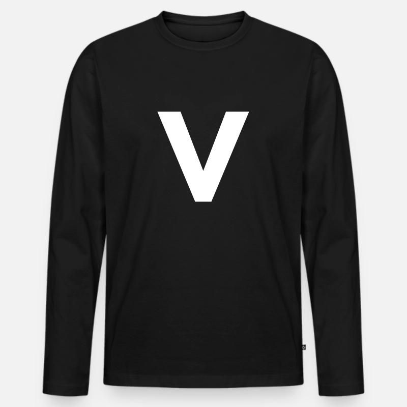 V - Männer Premium Bio Langarmshirt - Schwarz