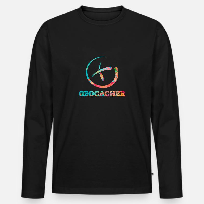 Geocacher PopArt - Männer Premium Bio Langarmshirt - Schwarz